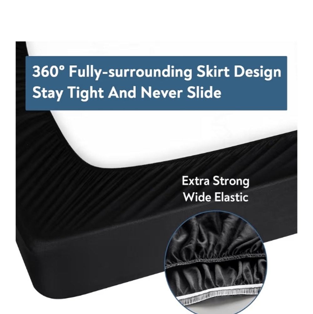 Box Spring Cover Queen Size - Black Jersey Knit & Stretchy Wrap Around 4 Sides - Picture 3 of 8